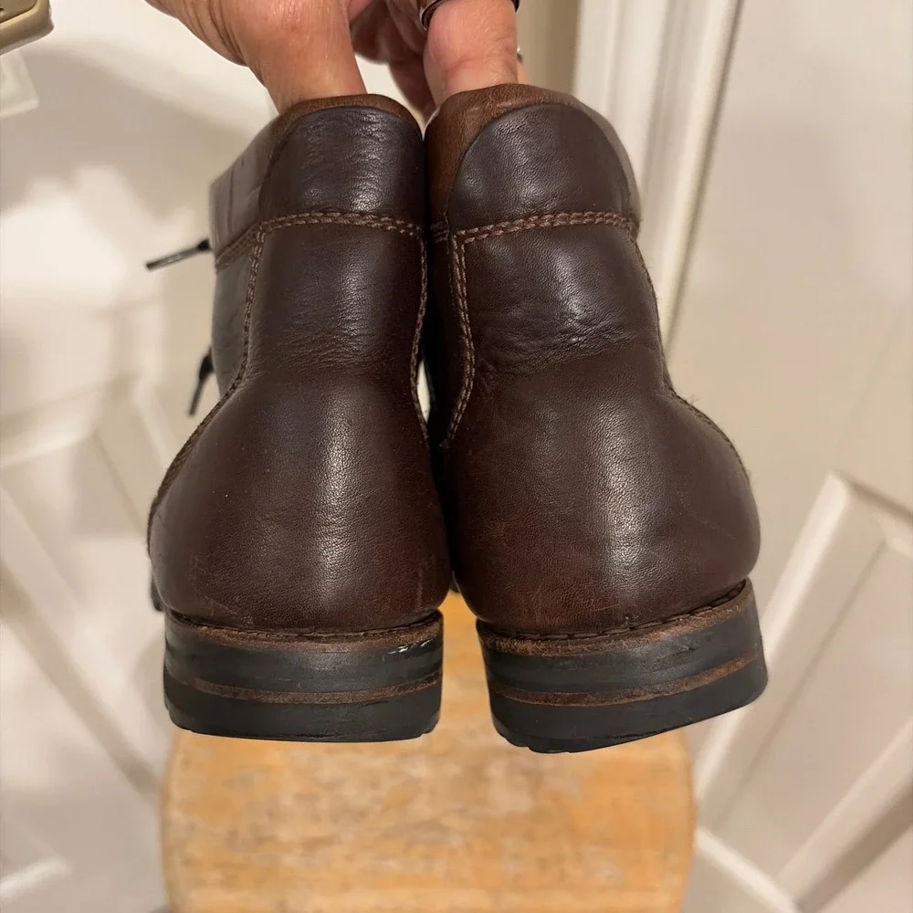 Cole Haan Mens Moc Toe Boots Brown 9M Leather Country Lace Up Lug Sole